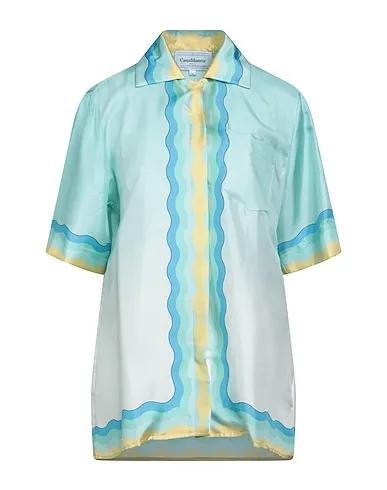 Turquoise Cotton twill Patterned shirts & blouses