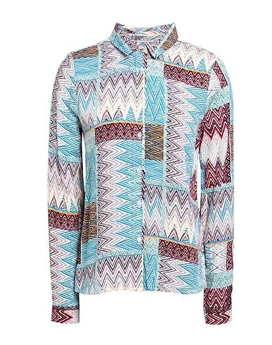 Turquoise Cotton twill Patterned shirts & blouses