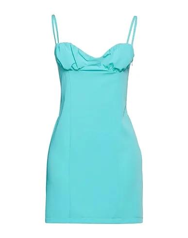 Turquoise Cotton twill Short dress