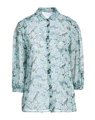 Turquoise Crêpe Floral shirts & blouses
