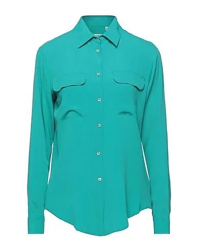 Turquoise Crêpe Solid color shirts & blouses