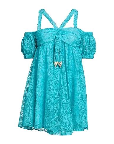 Turquoise Jacquard Short dress