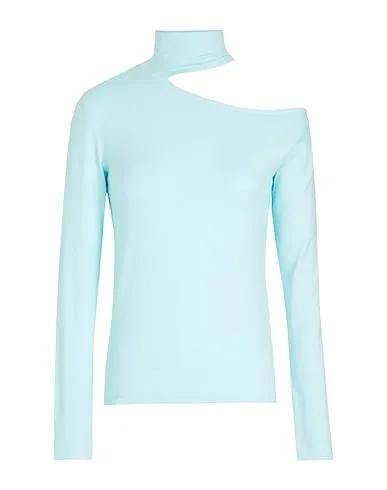 Turquoise Jersey T-shirt VISCOSE CUT-OUT L/SLEEVE TOP
