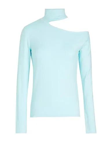 Turquoise Jersey T-shirt VISCOSE CUT-OUT L/SLEEVE TOP