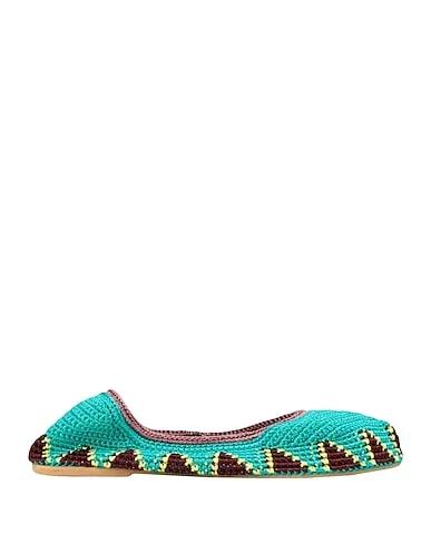 Turquoise Knitted Ballet flats