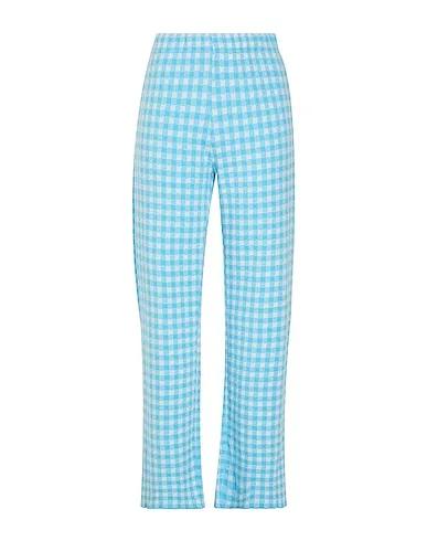 Turquoise Knitted Casual pants COTTON-BLEND VICHY KNIT PANTS