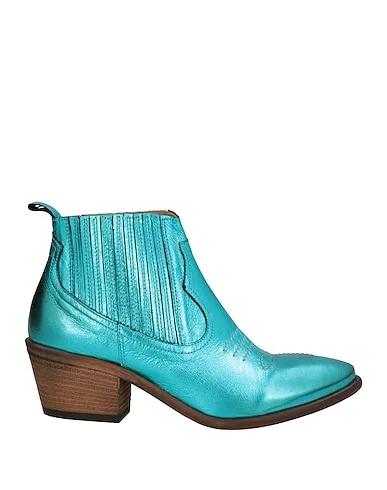 Turquoise Leather Ankle boot