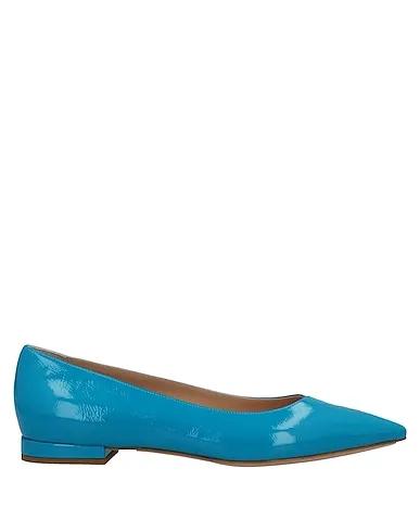 Turquoise Leather Ballet flats