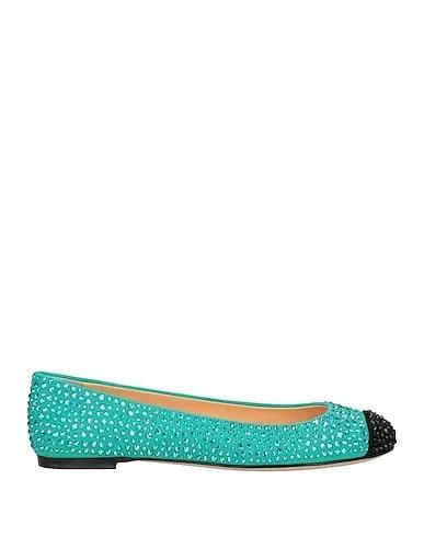 Turquoise Leather Ballet flats