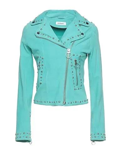 Turquoise Leather Biker jacket