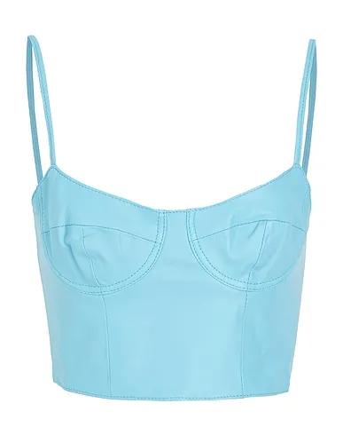 Turquoise Leather Bustier LEATHER BODYCON CROP TOP
