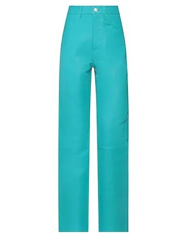 Turquoise Leather Casual pants
