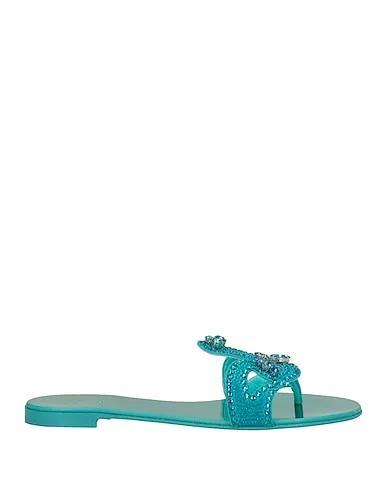 Turquoise Leather Flip flops
