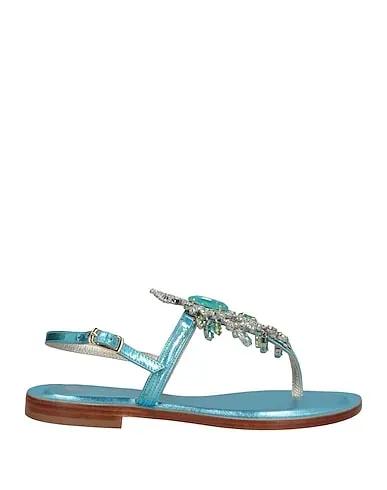 Turquoise Leather Flip flops