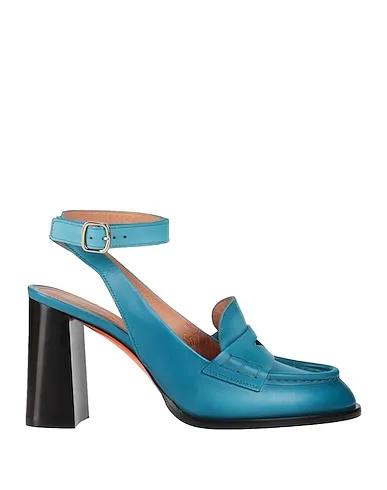 Turquoise Leather Loafers