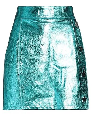Turquoise Leather Midi skirt