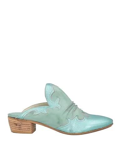 Turquoise Leather Mules and clogs