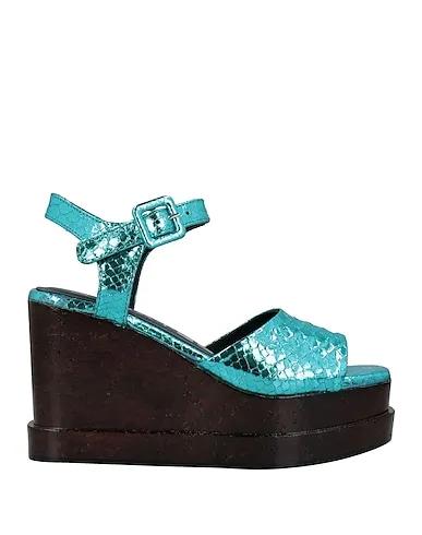 Turquoise Leather Mules and clogs