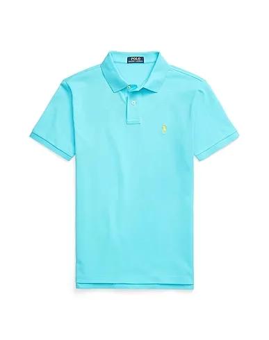 Turquoise Piqué Polo shirt SLIM FIT MESH POLO SHIRT

