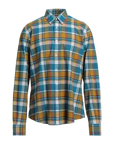 Turquoise Plain weave Checked shirt