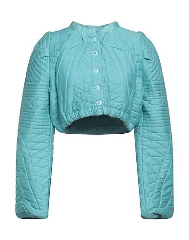Turquoise Plain weave Jacket