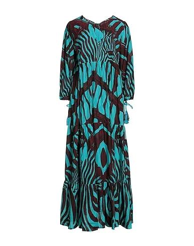Turquoise Plain weave Long dress