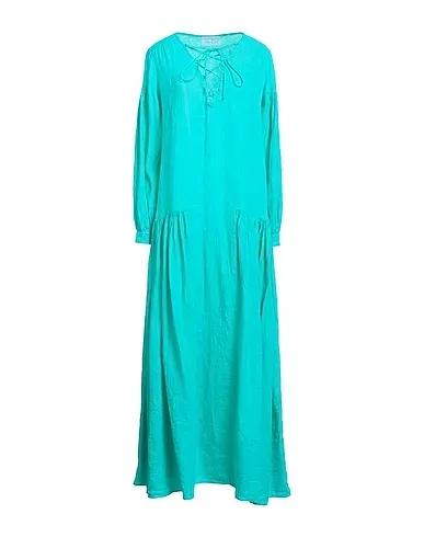 Turquoise Plain weave Long dress