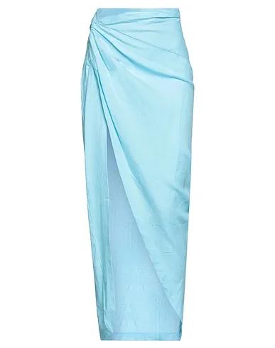 Turquoise Plain weave Maxi Skirts