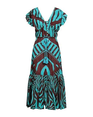 Turquoise Plain weave Midi dress
