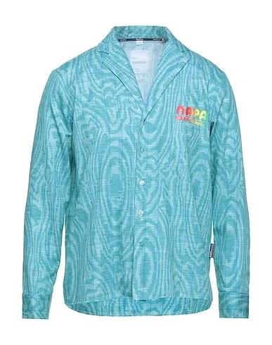 Turquoise Plain weave Patterned shirt