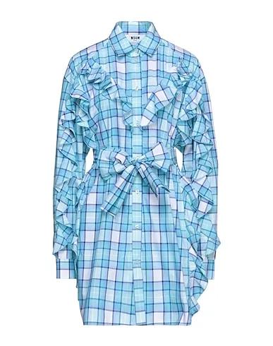 Turquoise Plain weave Shirt dress