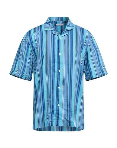 Turquoise Plain weave Striped shirt