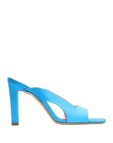 Turquoise Sandals SATIN SQUARE OPEN TOE HIGH-HEEL SANDALS
