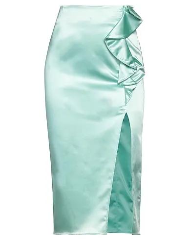 Turquoise Satin Midi skirt
