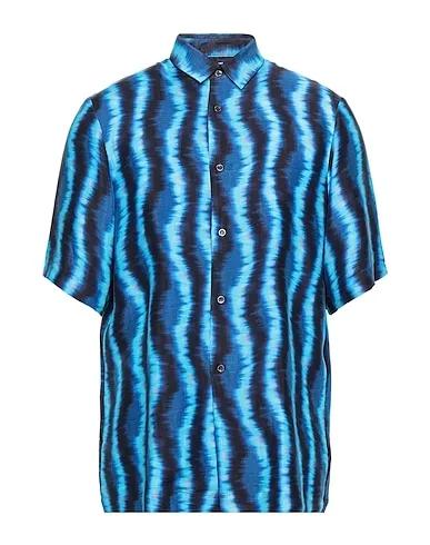 Turquoise Satin Patterned shirt