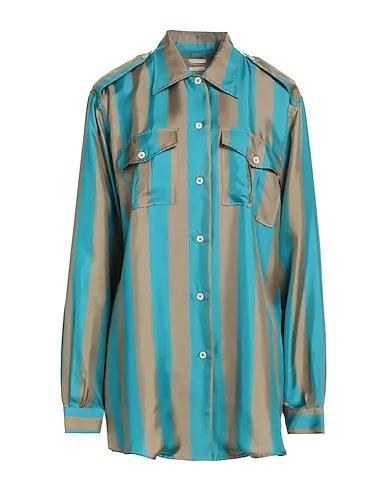 Turquoise Satin Silk shirts & blouses