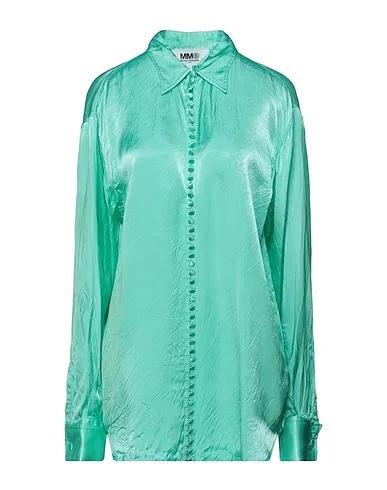 Turquoise Satin Solid color shirts & blouses