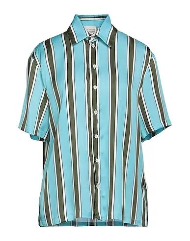 Turquoise Satin Striped shirt
