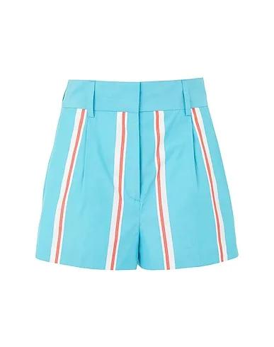 Turquoise Shorts & Bermuda PRINTED COTTON HIGH-WAIST SHORTS W/POCKETS
