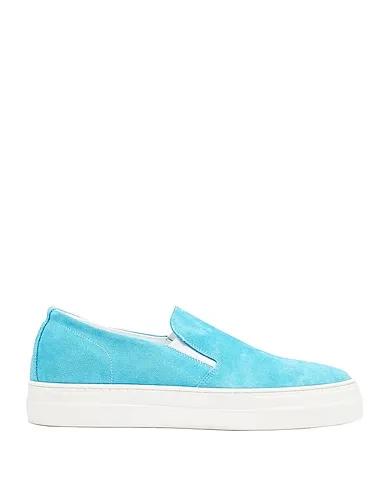 Turquoise Sneakers LEATHER LOW-TOP FLATFORM SLIP-ON SNEAKERS