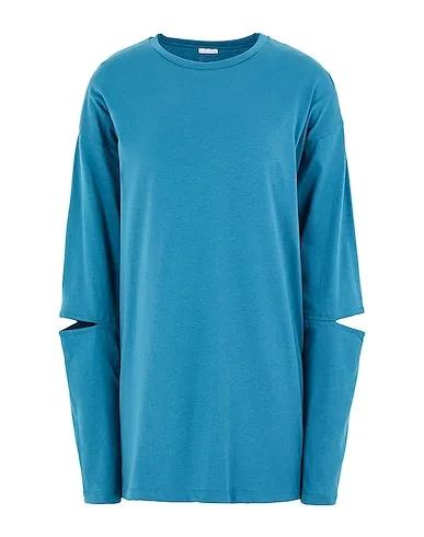 Turquoise T-shirt ORGANIC COTTON L/SLEEVE TOP W/ CUTOUT DETAIL