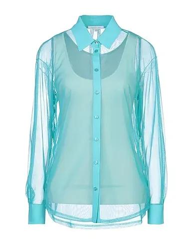 Turquoise Tulle Solid color shirts & blouses