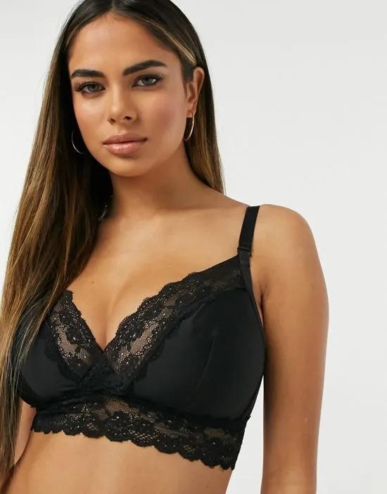 Twice The Fun reversible non wired lace trim bralette in black and pink