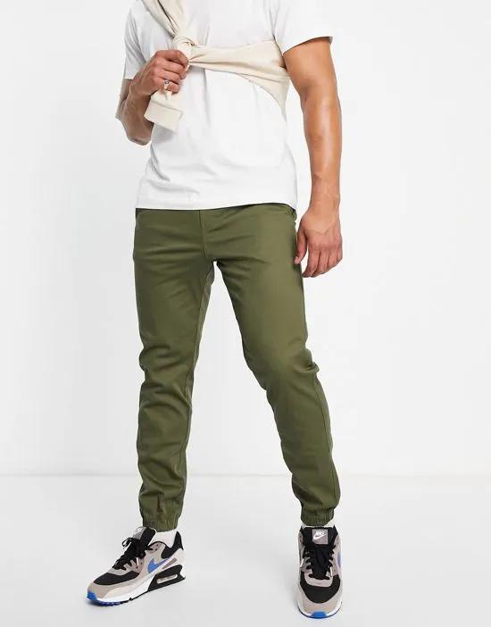 Twill joggers in military green