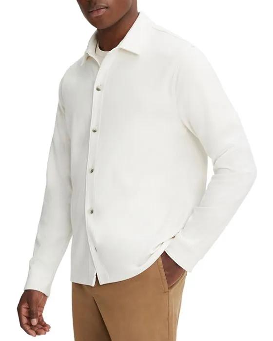 Twill Knit Long Sleeve Button Front Shirt