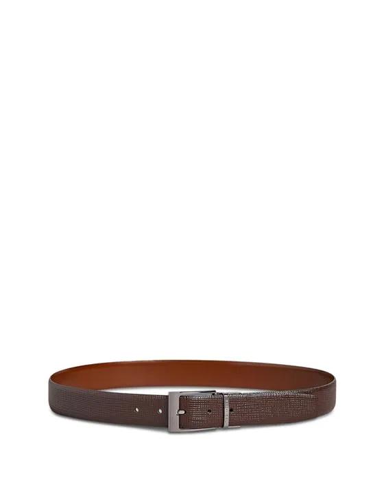 Twin Cross Hatch Leather Reversible Belt