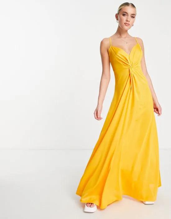 twist front cami maxi dress in saffron - YELLOW