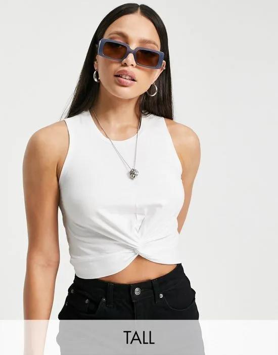 twist front cropped top in white
