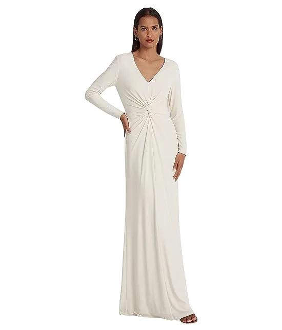 Twist-Front Stretch Jersey Gown