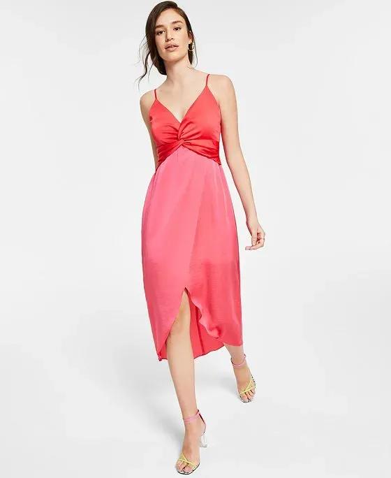 Twist-Front Two-Tone Midi Dress, Created for Macy's